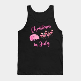 Funny Flamingo Pink Camping Car Christmas In July Tank Top
